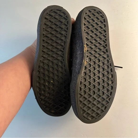 Vans Black Rainbow Sparkle Old Skool Off the Wall Girls Sneakers Size 2 - Picture 7 of 8